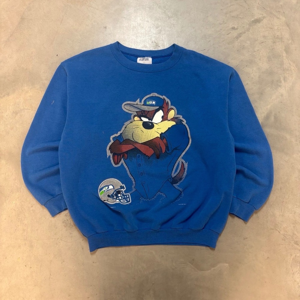 Vintage 90s Blue Taz Seattle Seahawks Crewneck Sweatshirt